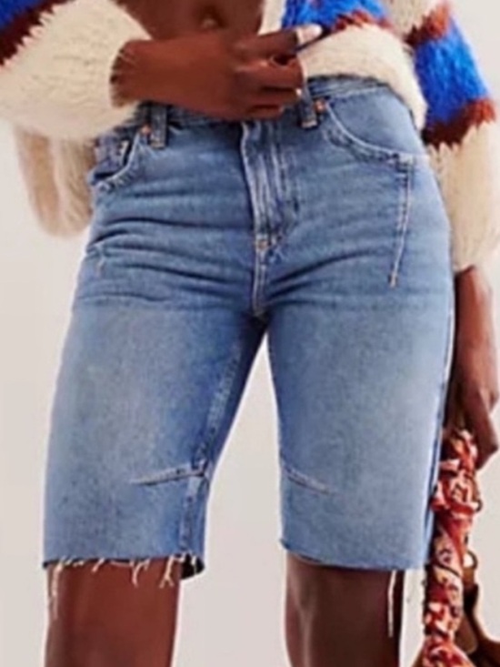 We The Free Pants - We The Free 27 Shorts Bermuda Ghost Town Long Short Jorts Bodie Blue raw hem NWT